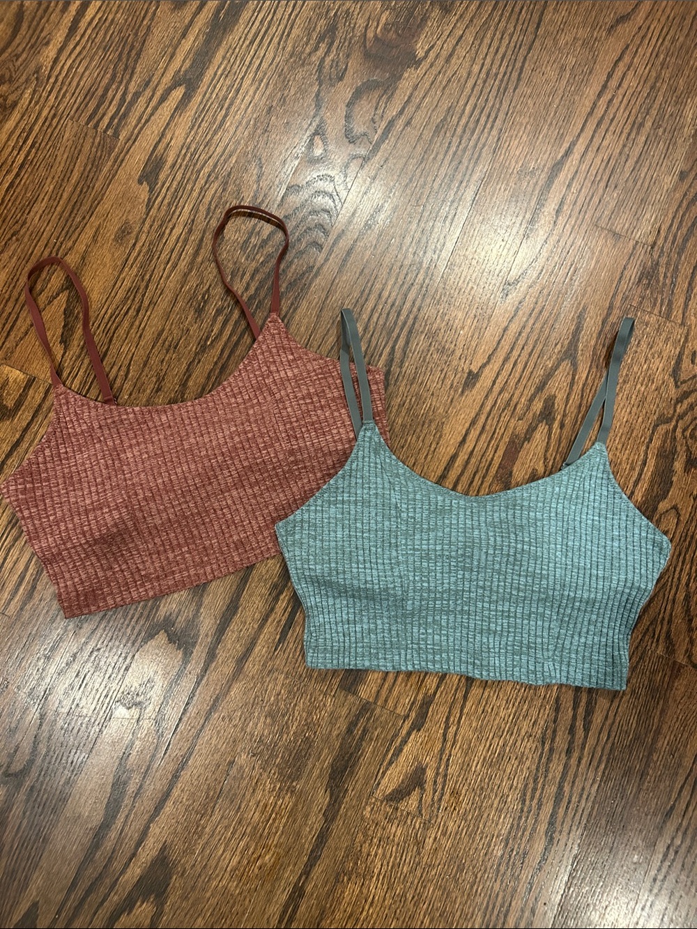 aerie Ribbed Cropped Cami Set - Rust and Teal